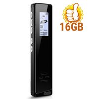 Digital Voice Activated Recorder for Lectures and Meetings with Double Noise Reduction Audio Microphone Rechargeable 16GB HD Sound Tape Mini Spy Dictaphone Recording Device with Mp3 Player USB