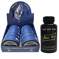 Jake's Mint Chew Straight Mint Pouch - 10 Cans - Includes Mud Bud Disposable Spittoon (Black MB)