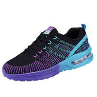 Men's Women's Woven Mesh Ventilation Ultra Light Elastic Anti-Slip Sneakers Wild Comfortable Outdoor Casual Athletic&Running Sport Shoes (Purple, 9.5-Men-US)