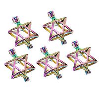 5PC Rainbow Color Star Of David Pearl Beads Cage Locket Pendant For DIY Necklace Prom Woman Beautiful Bright Cute Stylish For gift Cheap Jewerly Women