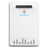 WiseWater Natural Gas Tankless Water Heater, 7.38 GPM 180,000 Btu, Outdoor Installation, Natural Gas Water Heater, White