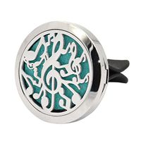 Iuhan Aromatherapy Car Diffuser Vent Clip, Essential Oil Car Diffuser Vent Clip Locket Stainless Steel Diffuser Locket -Musical Notation(H)