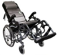 Karman Healthcare VIP515-18-E VIP515 18 in. seat Tilt in Space Lightweight Reclining Wheelchair with 20 in. inch Rear Wheels and Elevating Legrest