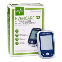 Medline EvenCare G2 Blood Glucose Monitoring Meter, with Voice Guidance, Includes Meter, Batteries, Guide, Carrying Case, Log Book