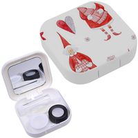 Portable Contact Lens Case Box Travel Kit Mirror + Bottle + Tweezers Container Holder [ Cute Watercolor Christmas Santa ]