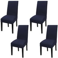 Fuloon 4 Pack Super Fit Stretch Removable Washable Short Dining Chair Protector Cover Seat Slipcover for Hotel,Dining Room,Ceremony,Banquet Wedding Party (Deep Blue)