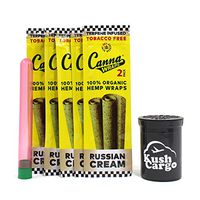 Canna Wraps Hemp Wraps Russian Cream (6 Packs, 2 Wraps Per Pack) Includes KC Jar