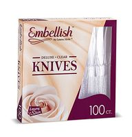 [100 Knives] Embellish Crystal Clear Disposable Heavy Duty Plastic Knife, Ideal For Wedding, Catering, Parties, Buffets, Events, Or Everyday Use,