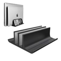 Double Adjustable Vertical Laptop Stand Newly Designed 2 Slots Aluminum Desktop Dual Holder for All MacBook/Chromebook/Surface/Dell/iPad Up to 17.3 Inches - Black...