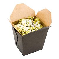 Disposable Noodle Take Out Container, Noodle To Go Box - Eco-Friendly Paper - Square - 26 oz - Black with Kraft Interior - 200ct Box - Restaurantware