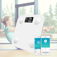 Digital Weight Scale Bluetooth Body Fat Analyzer Bathroom Proportion Measuring Tape and Rounded Corners,White