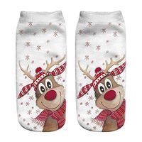 Women Mens Christmas Socks Santa Snowman Elk Cartoon Printed Short Socks Christmas Ankle Socks