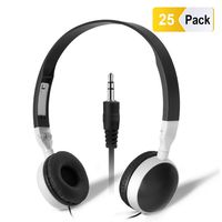 Wholesale Bulk Headphones Classroom Earbuds - Keewonda (KW-X25) 25 Pack Kids Headphones in Bulk Foldable Headsets for School,Computer Lab, Library,Hospital, Museums, Testing Centers, Hotels