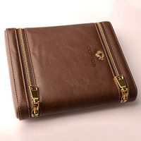 Mix Vogue Cigar Humidor Cigar Case with Zipper Lock Closure, Cedar Wood Travel Portable Leather Cigar Humidor with Humidifier (Size : Dark Grey)