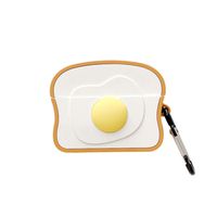 UR Sunshine AirPods Pro Case, Super Funny Creative Food Fried Egg Toast Shape AirPods Cover Case, Soft Silicone Gel Earphone Case Compatible with AirPods Pro/3 Strong Protection +Hook