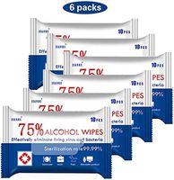 Alcohol Detergent Wipes (6 Packs,60Wipes),Large Water Wet Wipes(7"x6"),75% Soft Alcohol Wipes for All-Purpose Cleaning