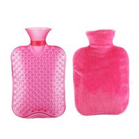 Classic Rubber Transparent Hot Water Bottle 1 Liter with Cover for Pain Relief Cold Therapy #26