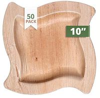 CaterEco Wave Palm Leaf  Plates Set (Pack of 50) | Dinner Plates | Ecofriendly Disposable Dinnerware | Heavy Duty Biodegradable Party Utensils for Wedding, Camping & More