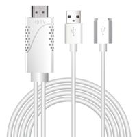 Goodtrade81 2 in1 USB to HDMI 4K HD 1080P Digital HDTV TV AV Adapter Cable Cord for iPhone XS/XS MAX/XR (White)