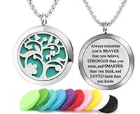 GFONDINGD Aromatherapy Essential Oil Diffuser Necklace 316L Stainless Steel Locket Pendant with 24 Inch Chain