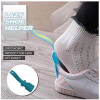 Wakaka Lazy Shoe Helper, Portable Sock Slider - Handled Shoe Horn - Shoe Lifting Helper Easy on Easy Off, Yoruii Plastic Shoehorn - One Size Fits for All Shoe (Gray)