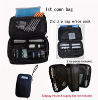 Double Bag Diabetic Travel Organizer Cooler Bag-for Insulin,Supply Kits,W2x/ice Pack Included - (Black)