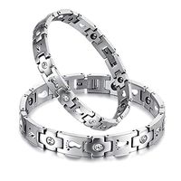 His or Hers Matching Set Couple Titanium Bangle Bracelet Magnetic Simple Korean Style Anti-fatigue in a Gift Box (His)