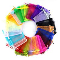 Outdoorfly 100PCS Drawstring Organza Bags 4x6" Mixed Colour Jewelry Pouches Mesh Bags for Baby Shower Party Wedding Favor Gift Bags Chocolate Candy Sample Bags (Mix Color)