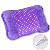 KXF Hot Water Bottle Electric Rechargeable Heating Pads Auto Shut Off Leak-Proof Portable Hand Warmer with Fleece Cover for Cramps Pain Relief
