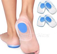 2 Pairs Gel Heel Orthotic Cups - Shock Absorbing Foot Support Pads Bone Foot Plantar Fasciitis Pain Relief Pad Height Increase Lift Inserts Insoles Heel Protector (L（Blue）)