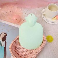 Cartoon Round hot Water Bottle PVC Material Environmental Protection high Temperature Leakproof Water Deformation hot Water Bottle Warm Baby@Mint Green