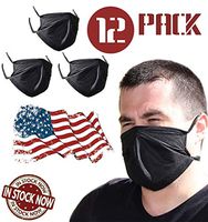 Outdoor face mask for Men, Woman, Kids. Anti dust mask for Moving, Sports. Washable Black Mouth mask. (Large (12 Packs))