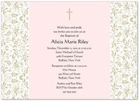 Vintage Floral III Taupe & Pink Baptism Invitations Christening Invitations - Set of 20