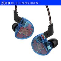 IEM Earbuds, KZ ZS10 HiFi In-Ear Headphones In Ear Monitors Earphones with Five Drivers without Microphone (Blue)