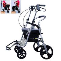 DNNAL Rolling Walkers Multifunction Luxury Aluminum Walker Foldable and Rest, Elderly Shopping Cart with Pedal