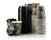 Disposable Coffee Cups with Lids 8 oz, To Go Insulated Office Coffee Cups and Lids, 50 Count, Paper Beverage Cups Hot or Cold Drinks - Posh Setting