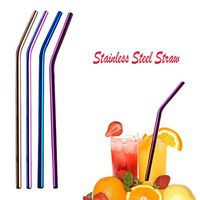 Swyss 1 PC 6mm Diameter Stainless Steel Straws,Replacement Reusable Metal Drinking Straws Washable (Purple, Bent 26.7cm)