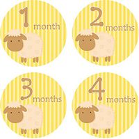 Home-organizer Tech Baby Month Stickers Cartoon Sheep Boy Girl 1-12 Monthly Milestone Sticker Best Birthday Shower Gift Party Photo Age Sticker
