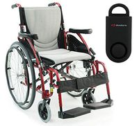 S-Ergo 125 Ergonomic Wheelchair | Seat Size 16" X 17" | Flip-Back Armrest | Swing Away Footrest | Frame Color Red & Free 130 dB Black Safety Alarm!