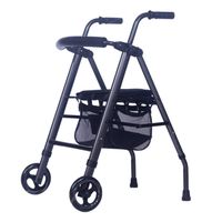 Folding Roller 2 Wheel Walker Wheeled Travel Frame with Seat and Carrying Case Adjustable Height for Elderly Shopping Aluminum Standard Walker