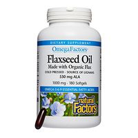 Omega Factors by Natural Factors, Flaxseed Oil, Supports Overall Health with Omega-3, 6 and 9 Fatty Acids, 180 softgels (180 servings)