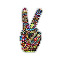 Peace Sign Sticker Hand Deuces Decal by Megan J Designs - Laptop Window Car Vinyl Sticker
