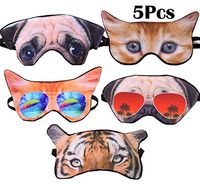 5 Pack Cute Animal Funny Sleep Eye Mask for Sleeping Cat Dog Soft Plush Blindfold Sleep Masks Eye Cover Eyeshade for Kids Girls Men Women Plane Travel Nap Night Sleeping