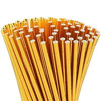 ALINK Gold Foil Paper Straws, Biodegradable Disposable Party Drinking Straws, Pack of 100