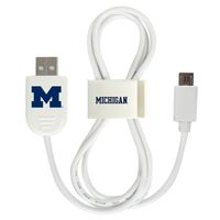 Michigan Wolverines Micro USB Cable with QuikClip - White