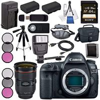 Canon EOS 5D Mark IV DSLR Camera (Body Only) 1483C002 + EF 24-70mm f/2.8L II USM Lens + LPE-6 Lithium Ion Battery + External Rapid Charger Bundle