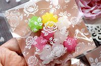 Hustar 200 Pcs Cute Rose Self Sealing Cello Cellophane Bags Bakery Candle Soap Cookies Poly Bags 13.5x13.5cm