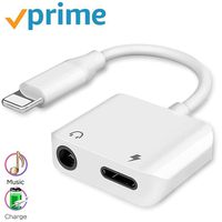 Headphones Adapter for iPhone 7 Adapter 3.5mm Aux Headphone Jack Adaptor Charger for iPhone Xs/Max/XR/X/8/8Plus/7/7Plus 2 in 1 Earphone Charge Cable & Audio Connector Dongle Compatible All iOS Systems