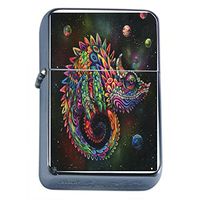 Rainbow Space Animal Chameleon Flip Top Dual Torch Em1 Smoking Cigarette Silver Refillable Dual Flame