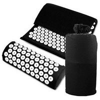 Acupressure Mat Pillow Set for Back Neck Pain Stress Relief Pads Muscle Relaxation Trigger Point Massage Therapy with Carrying Storage Bag - Black